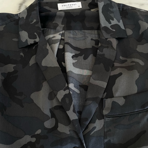 Equipment Camouflage Print Silk Blouse - Picture 10 of 14